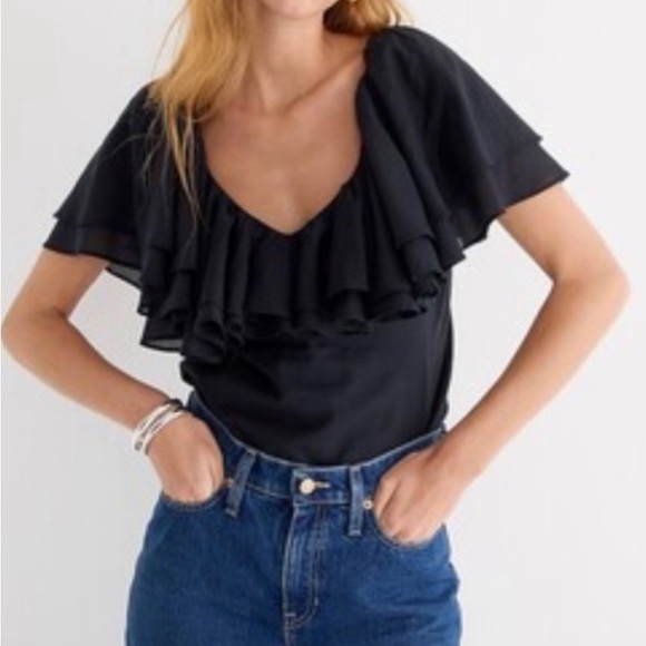 NWT J Crew Double Ruffle Cotton Voile Top size 14 - Picture 2 of 4